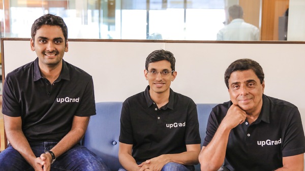 (L-R) Phalgun Kompalli Co-founder, Mayank Kumar Co ... ie Screwvala Chairman & Co-founder, upGrad
